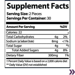 supplement facts for Fiber Gummies Healthy Colon Support