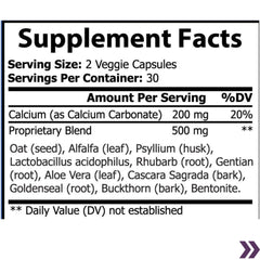 supplement facts label for Colon Magic Ultra Colon Sweep