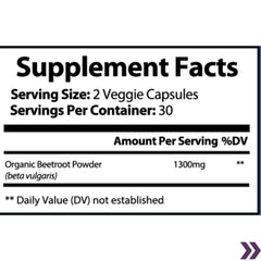 supplement facts for Vast Organic Beetroot