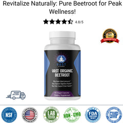 Vast Organic Beetroot supplement bottle pure beetroot for peak wellness