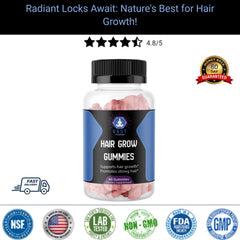 VAST Vitamins Hair Grow Gummies bottle with customer rating and satisfaction guarantee.