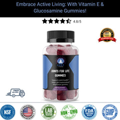 Bottle of Joint Care Gummies with high rating, supporting joint health and fighting inflammation.