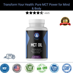  MCT Oil dietary supplement with customer rating and quality assurance badges