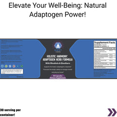 VAST Adaptogen Herb Formula with supplement facts and suggested use for natural well-being enhancement.