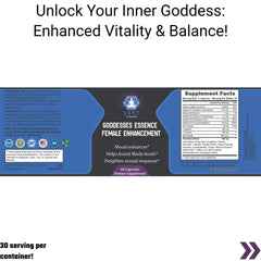 VAST Vitamins Goddesses Essence Female Enhancement with highlighted health benefits.