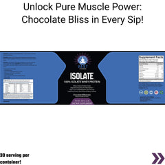 Detailed product label for VAST Isolate Whey Protein outlining benefits, nutritional facts, and suggested use with chocolate milkshake flavor.
