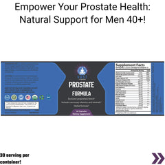 Product details for Prostate Formula with serving suggestions and comprehensive supplement facts