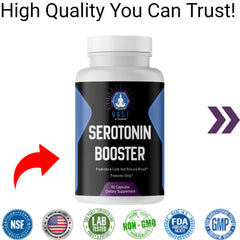 Serotonin Booster With 5 HTP and Calcium picture NSF-certified, made in the USA, and 3rd party Lab tested