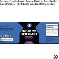Grass Fed Beef Organ Complex – Ancestral Superfood supplement label
