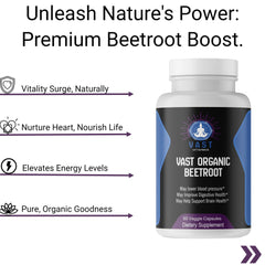 Vast Organic Beetroot supplement benefits: vitality surge, heart health, better energy and organic