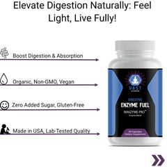 Digestive Enzyme Fuel highlighting the product's organic and vegan formulation for digestion.
