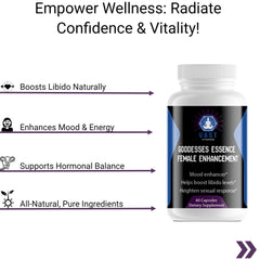 Infographic emphasizing the benefits of VAST Vitamins Goddesses Essence Female Enhancement for vitality and balance.