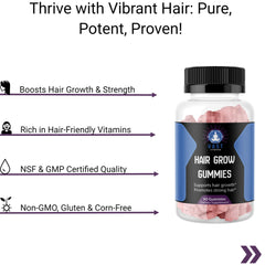 VAST Vitamins Hair Grow Gummies, emphasizing natural ingredients and hair wellness.