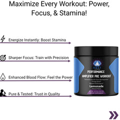  VAST PERFORMANCE Amplifier Pre-Workout emphasizing benefits for energy, focus, and stamina